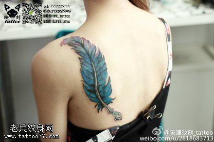 简单漂亮的羽毛纹身图案