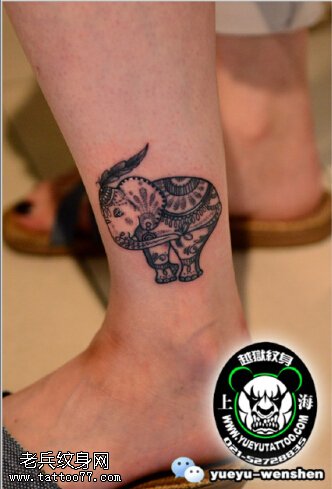 经典的小象神纹身图案