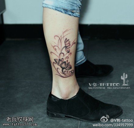 简笔唯美莲花纹身图案