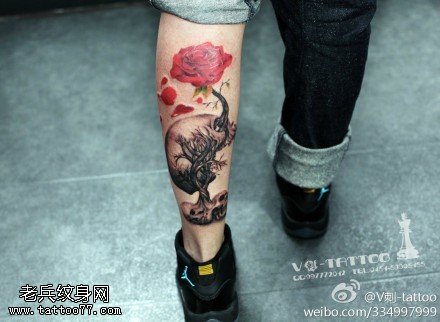 永恒玫瑰花纹身图案