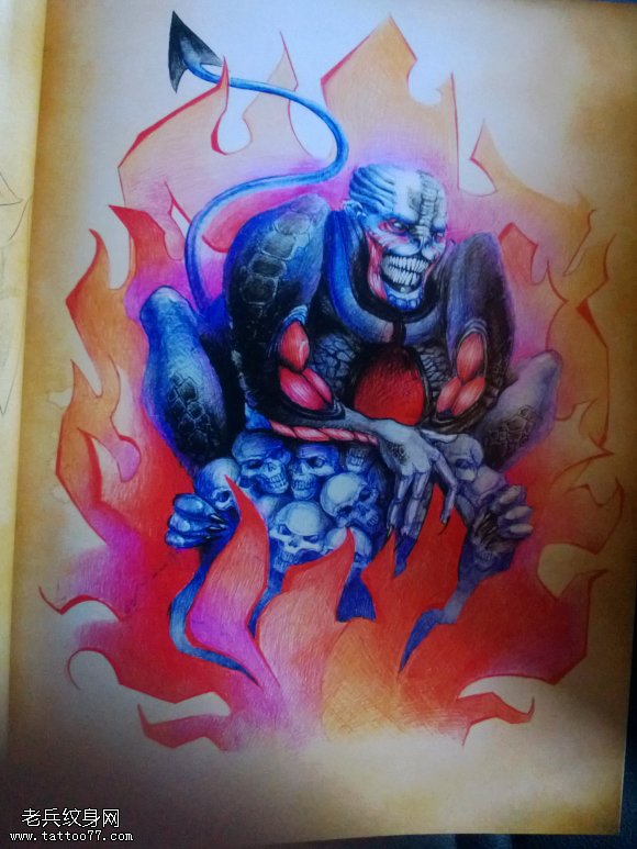 彩色恶魔纹身 图案