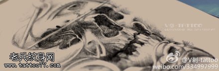 帅气骷髅头纹身图案手稿