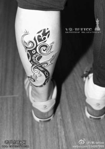 抽象霸气壁虎纹身图案