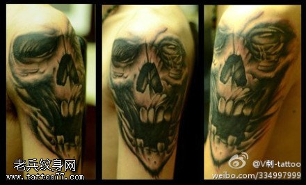 面部狰狞骷髅头纹身图案