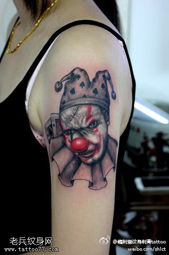 胳膊邪恶小丑纹身图案