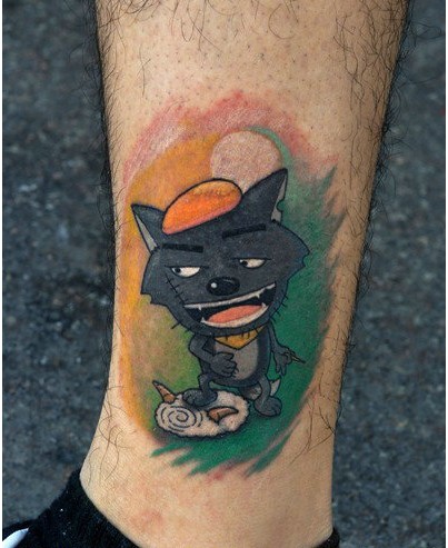 小腿灰太狼纹身图案图片