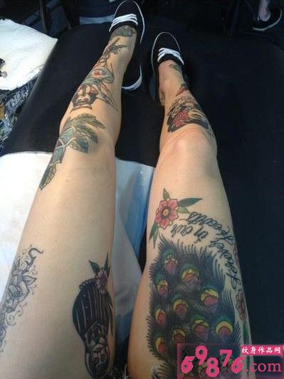 女生美腿时尚个性纹身图片