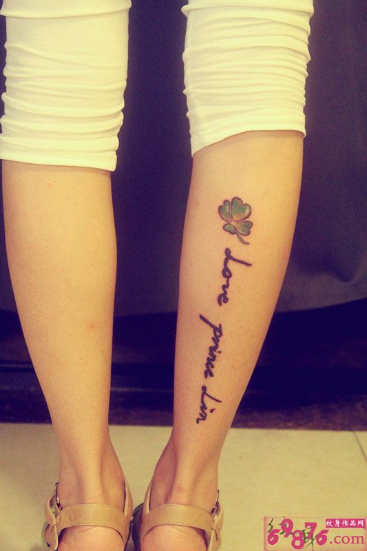 美腿时尚英文唯美纹身图片