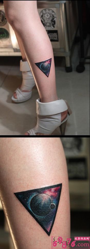 性感小腿创意星空刺青图片