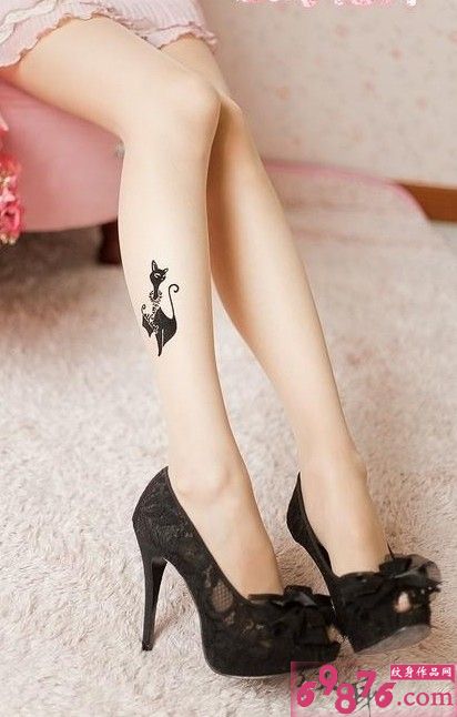 性感小腿波斯猫纹身图案图片