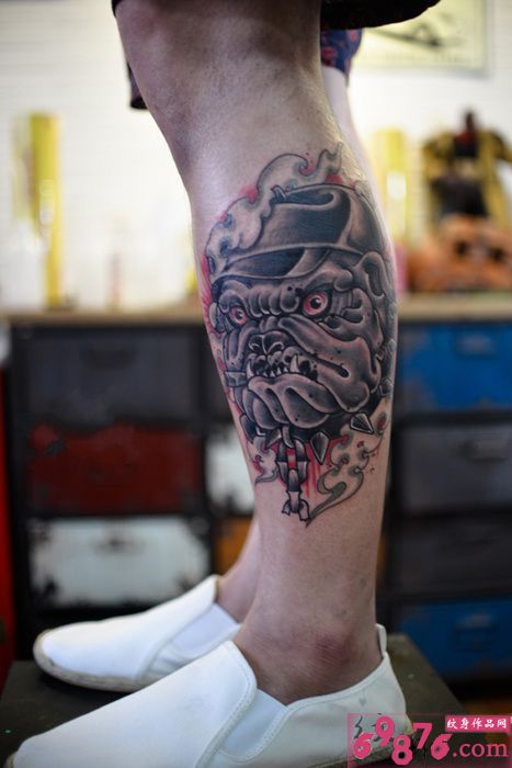 小腿恶犬头像霸气纹身图片