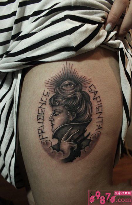欧美风创意美女头像纹身图片