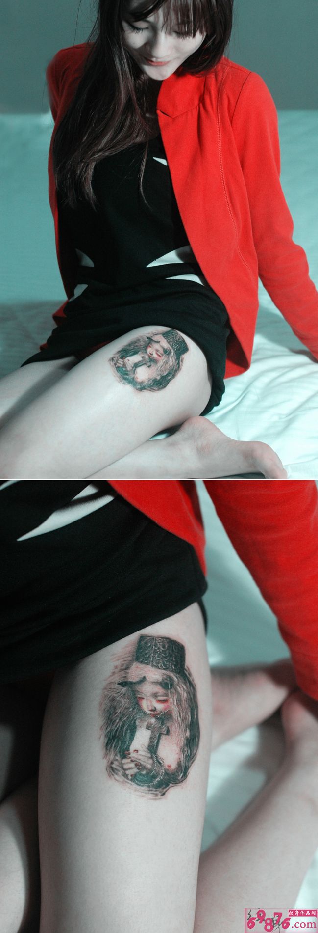 美女大腿女孩唯美纹身图片