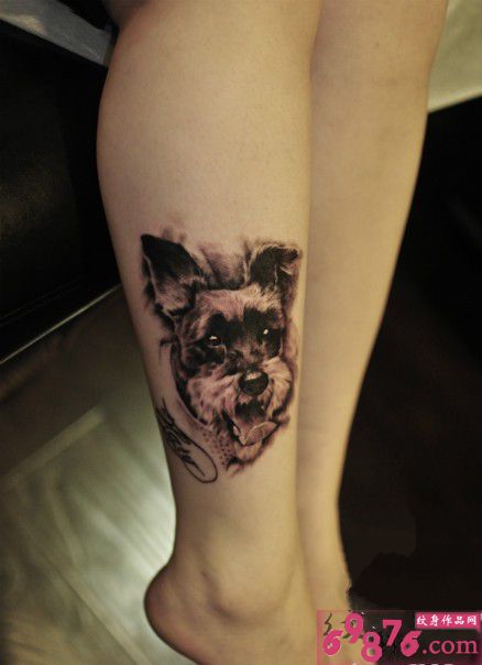 可爱汪星人头像脚踝纹身图片