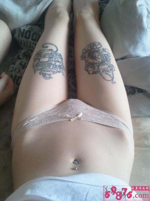 性感美腿船锚与船舵纹身图片