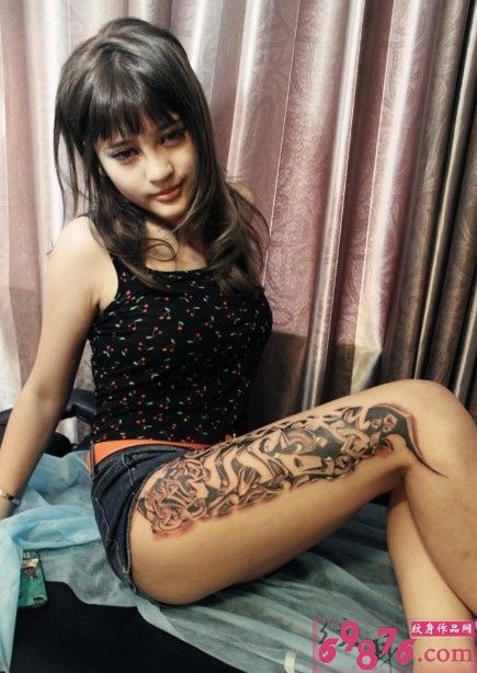 大腿个性复古图腾图片