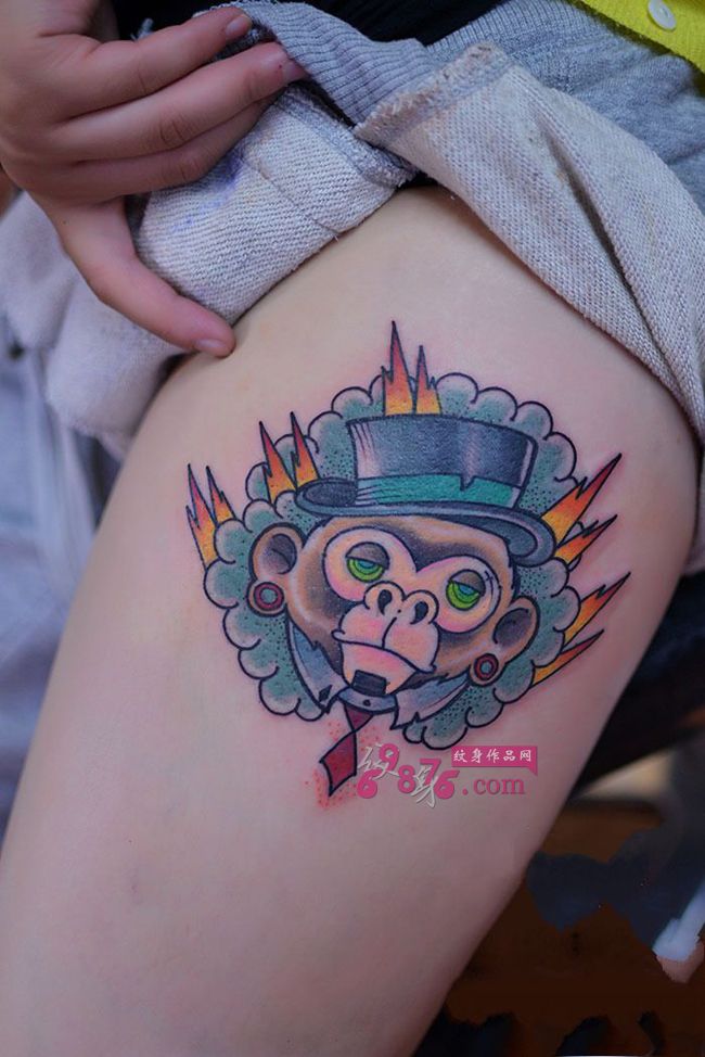 美腿猴子先生个性纹身图片