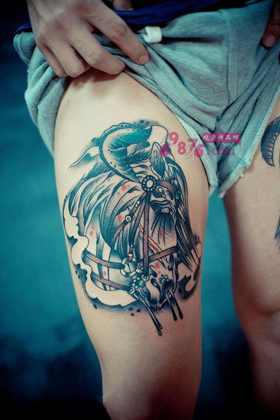 创意汉尼拔大腿纹身图片