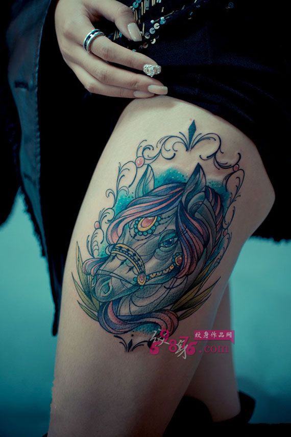 个性欧美风木马头像纹身图片