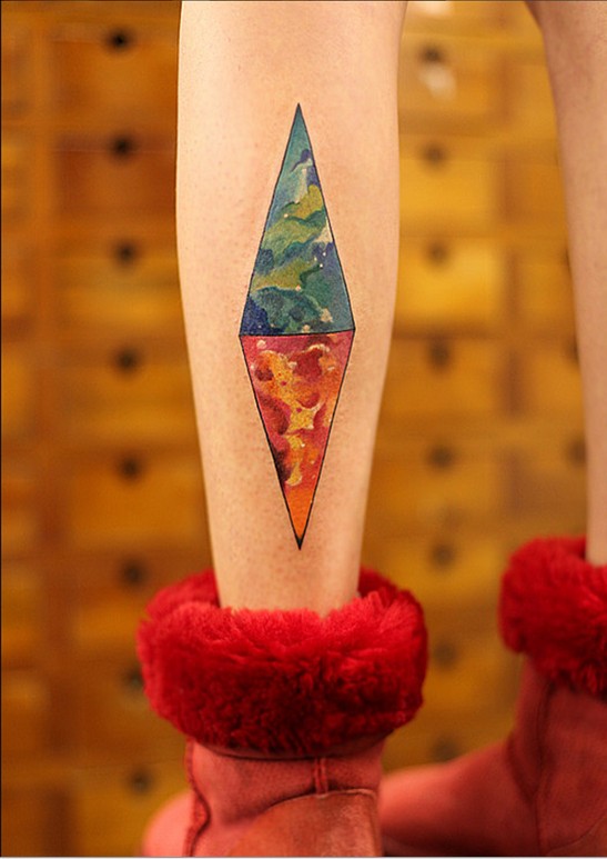 腿部星空纹身图案图片