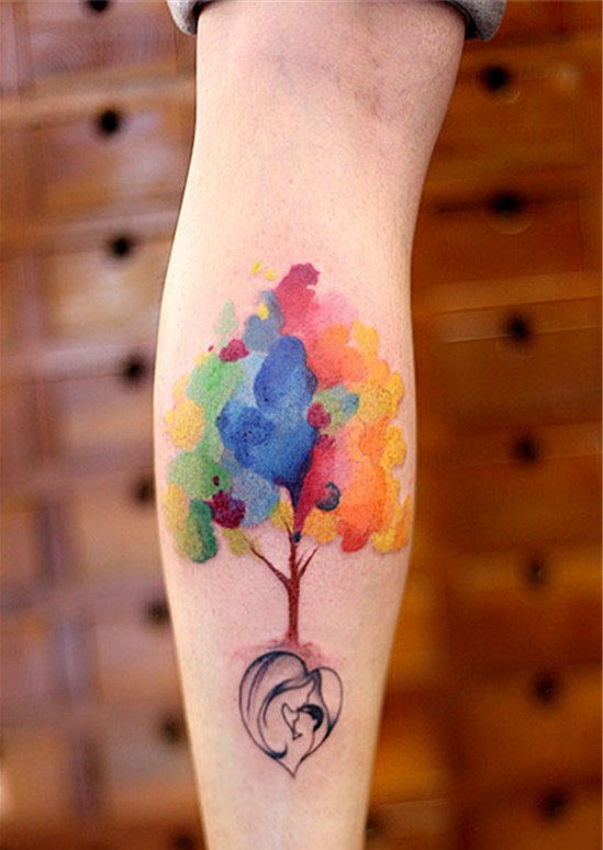 腿部彩色气球纹身图案图片