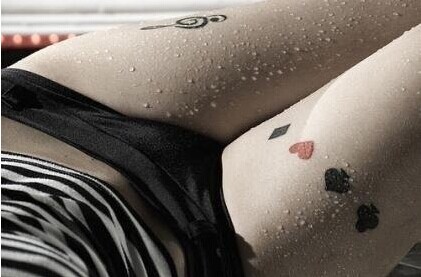 女生腿部清新小图腾图标纹身图片