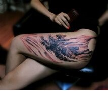 女生腿粗好看四翼兔纹身图图片