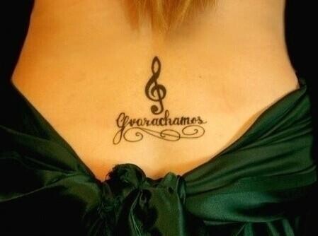 性感女生臀部唯美高清音乐符纹身图片