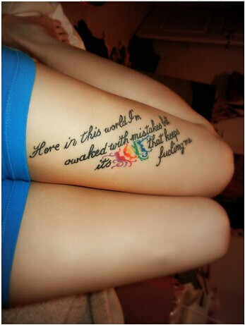 性感女生腿部唯美清新英文纹身效果图图片