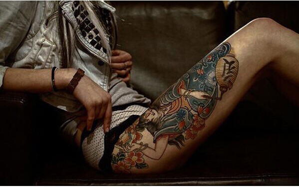 现代美女腿部漂亮的古代美女纹身图图片