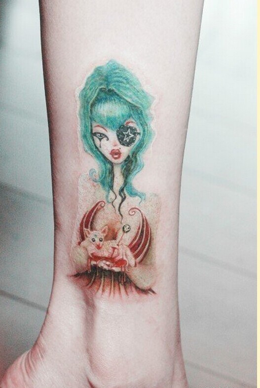 个性腿部猫咪完美的纹身图案推荐图片