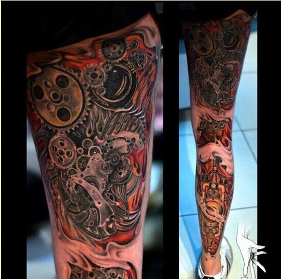 个性的腿部机械纹身图片推荐图片