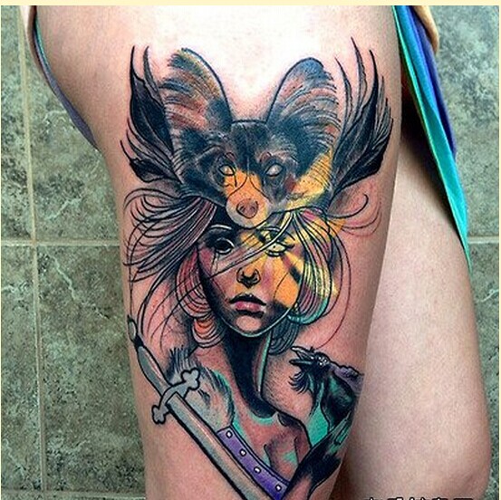 一款女性腿部个性女郎纹身图案推荐图片