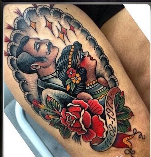 女性腿部个性女郎纹身图案图片