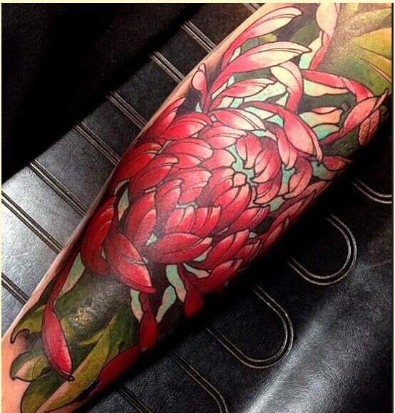 个性腿部漂亮牡丹纹身图案图片