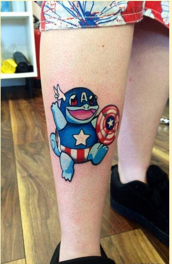 个性腿部漂亮卡通纹身图案欣赏图片