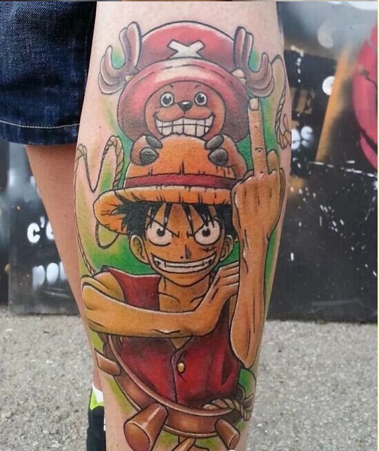 腿部时尚个性卡通纹身图案图片