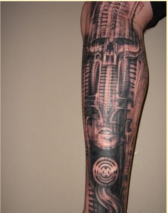 个性腿部机械纹身图案推荐图片