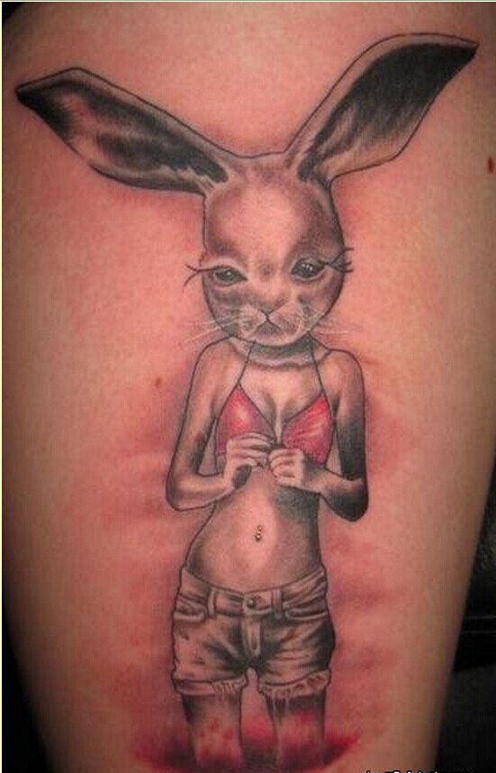 个性腿部时尚漂亮兔女郎纹身图案图片