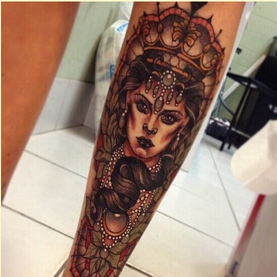 个性腿部时尚欧美女郎纹身图案图片