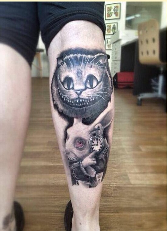 时尚腿部漂亮兔子猫咪纹身图案图片