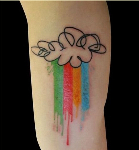时尚女性腿部漂亮彩色彩虹纹身图案图片