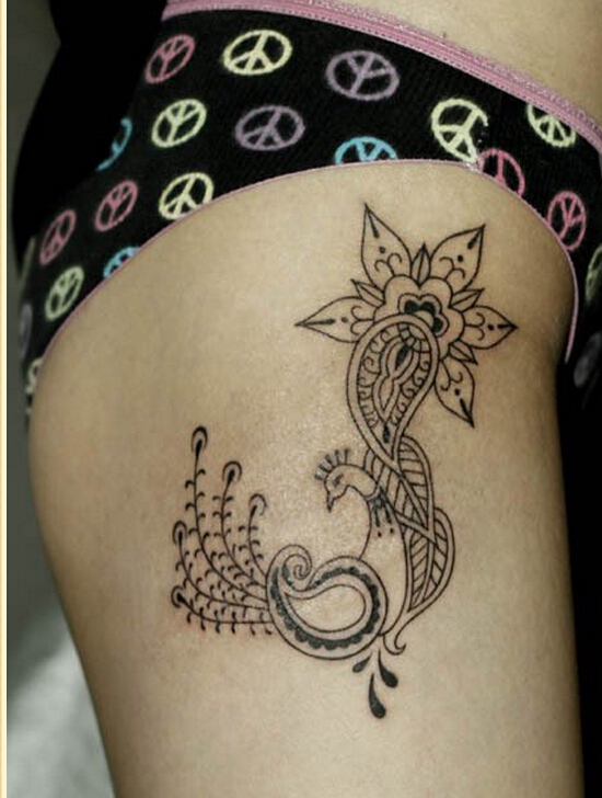 性感女性腿部个性时尚藤花纹身图案图片