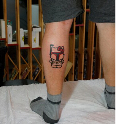 个性小腿时尚好看的KT猫纹身图片图片
