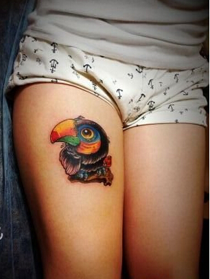 个性腿部时尚好看的大嘴鸟纹身图案图片