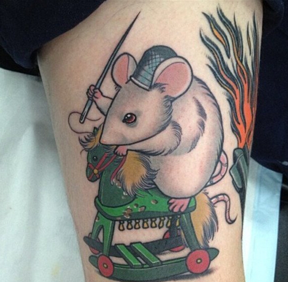 个性腿部时尚好看的彩色卡通木马老鼠图片