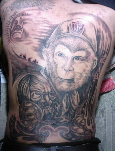 霸气外露的满背孙悟空纹身