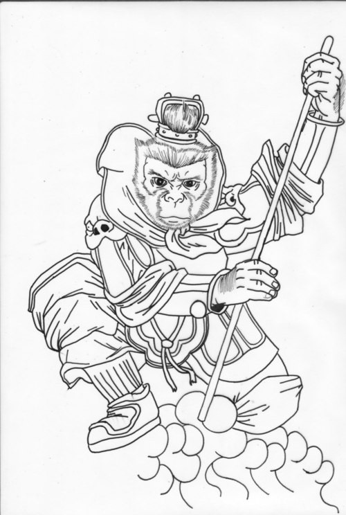 非常帅气的孙悟空手稿