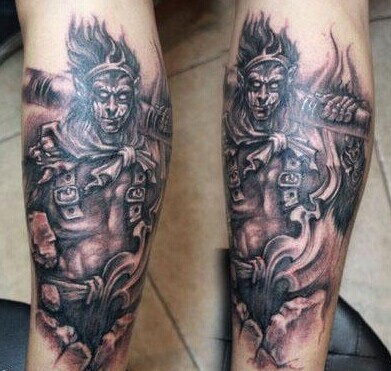 霸气个性的腿部孙悟空纹身