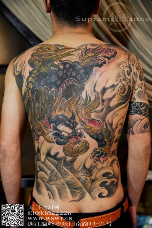 纹身遮盖,龙变貔貅